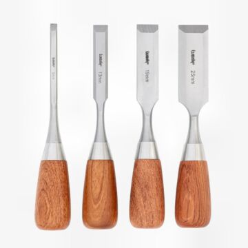 4pcs Butt Chisel Set 6/13/19/25mm Wooden Case